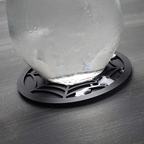 COASTERFIELD Silicone Coasters For Drinks - 6 Pack Unique Design Spider Drink Coasters, 4" Black Coaster Set by COASTERFIELD - Image 5