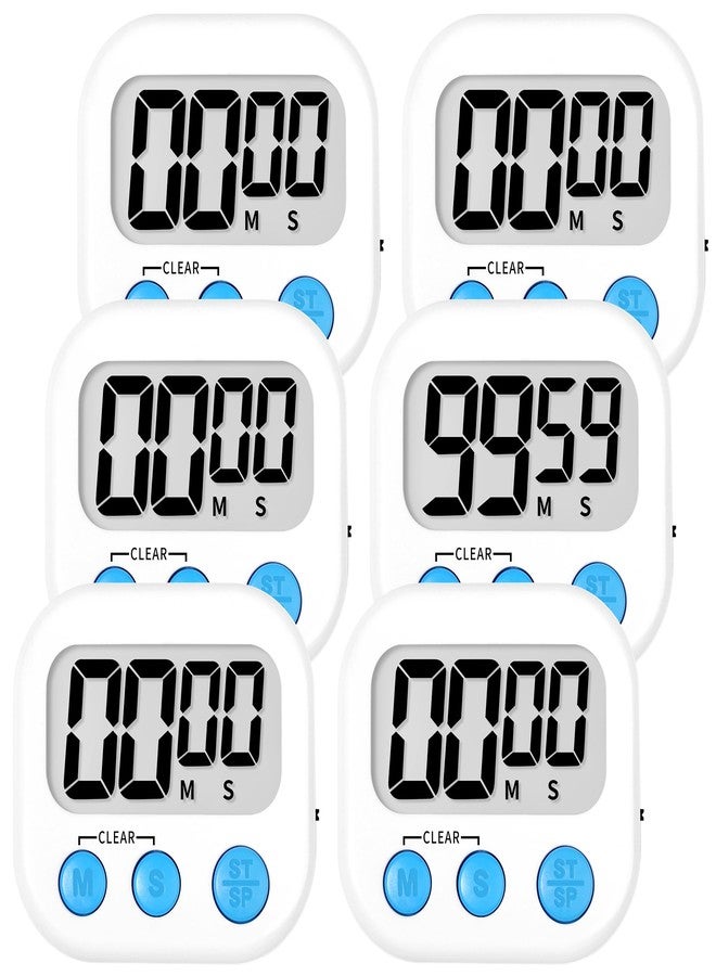 ZILLEEN Kitchen Timer Digital with Magnetic Back for Kids Classroom, White 6 Pack - Image 1
