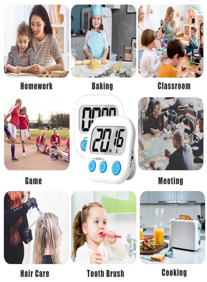 ZILLEEN Kitchen Timer Digital with Magnetic Back for Kids Classroom, White 6 Pack - Image 5
