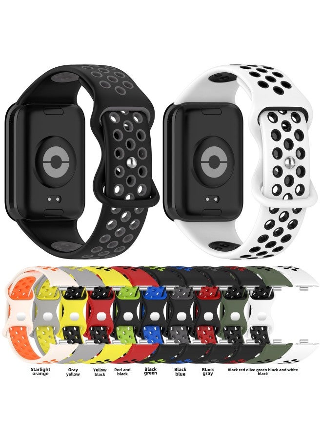 Suitable For Red Mi Watch 4 Double Color Strap Redmi Watt4 Strap Mi Bracelet 8 Pro Hole Strap-Color:Red And Black-Specifications:Free Size  - Image 3