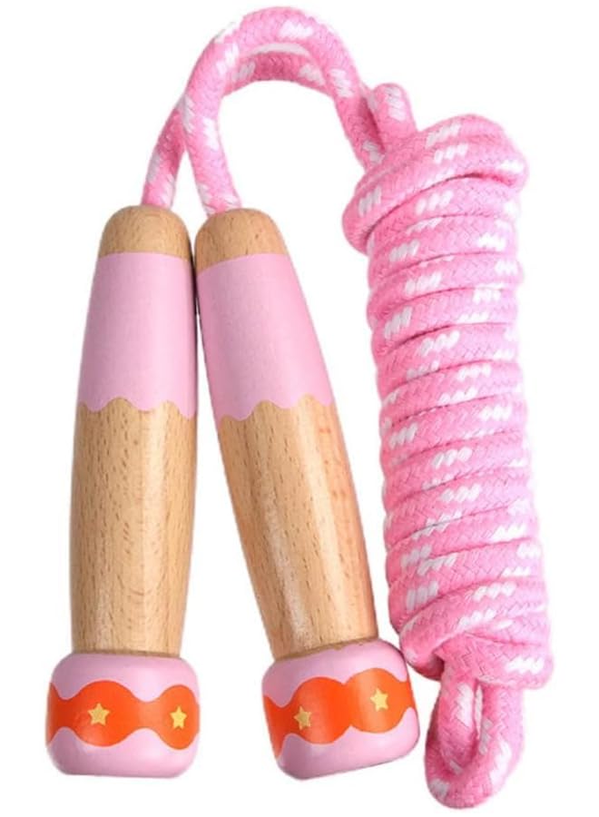 Jump Rope Kids, Adjustable Cotton Braided Skipping Rope with Wooden Handle, Jumping Rope for Boys and Girls Fitness Outdoor Exercise