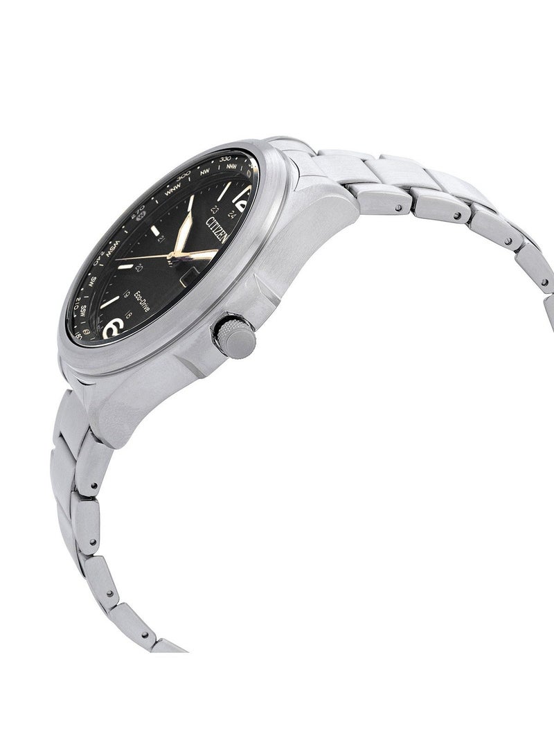 CITIZEN Eco-Drive Men’s Watch AW0110-82E, 44 mm Black Dial, Stainless Steel Case & Bracelet, Day-Date, 100 m WR - Image 3