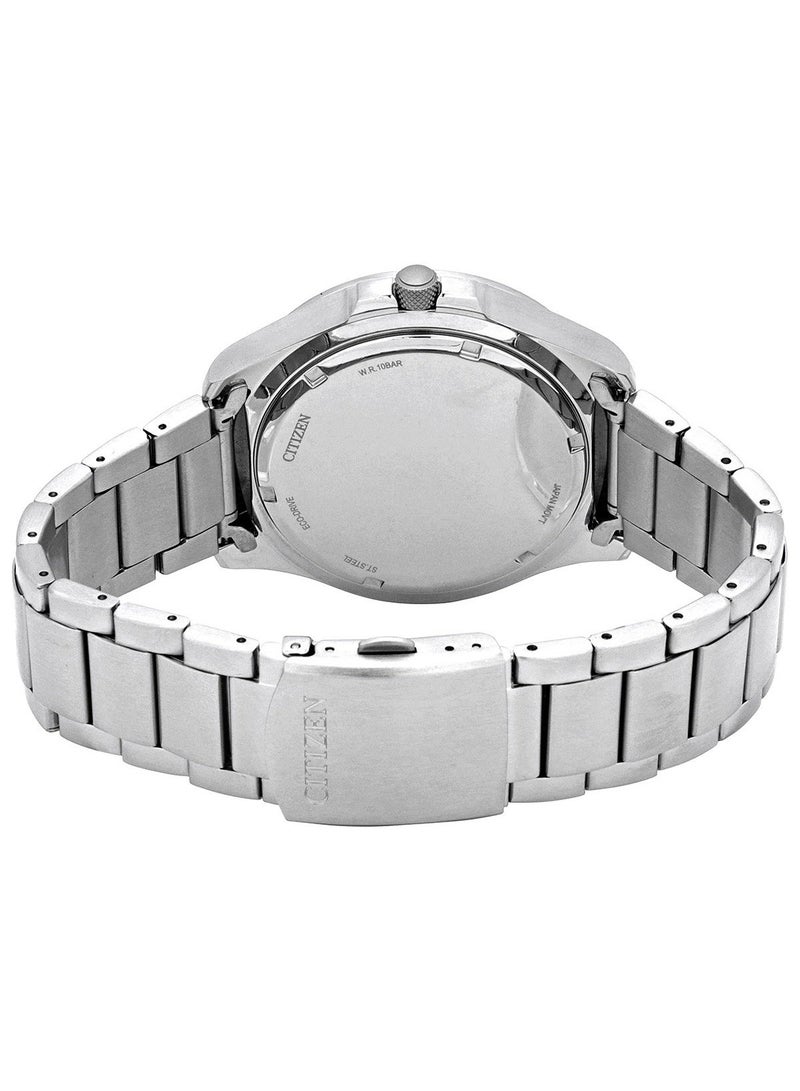 CITIZEN Eco-Drive Men’s Watch AW0110-82E, 44 mm Black Dial, Stainless Steel Case & Bracelet, Day-Date, 100 m WR - Image 2
