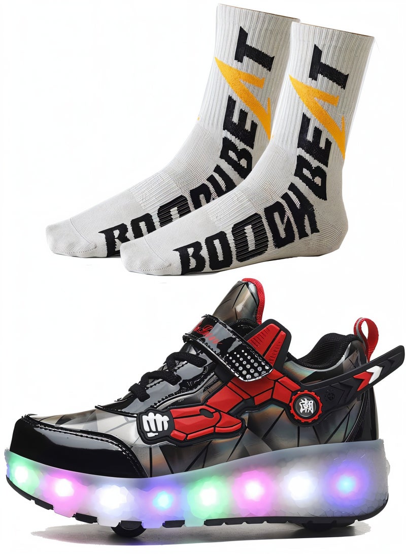 دراكسون أحذية رياضية رولر سكاتس للأطفال بعجلات للأولاد تصبح أحذية رياضية مزودة بإضاءة LED كهدية للأطفال - Image 1