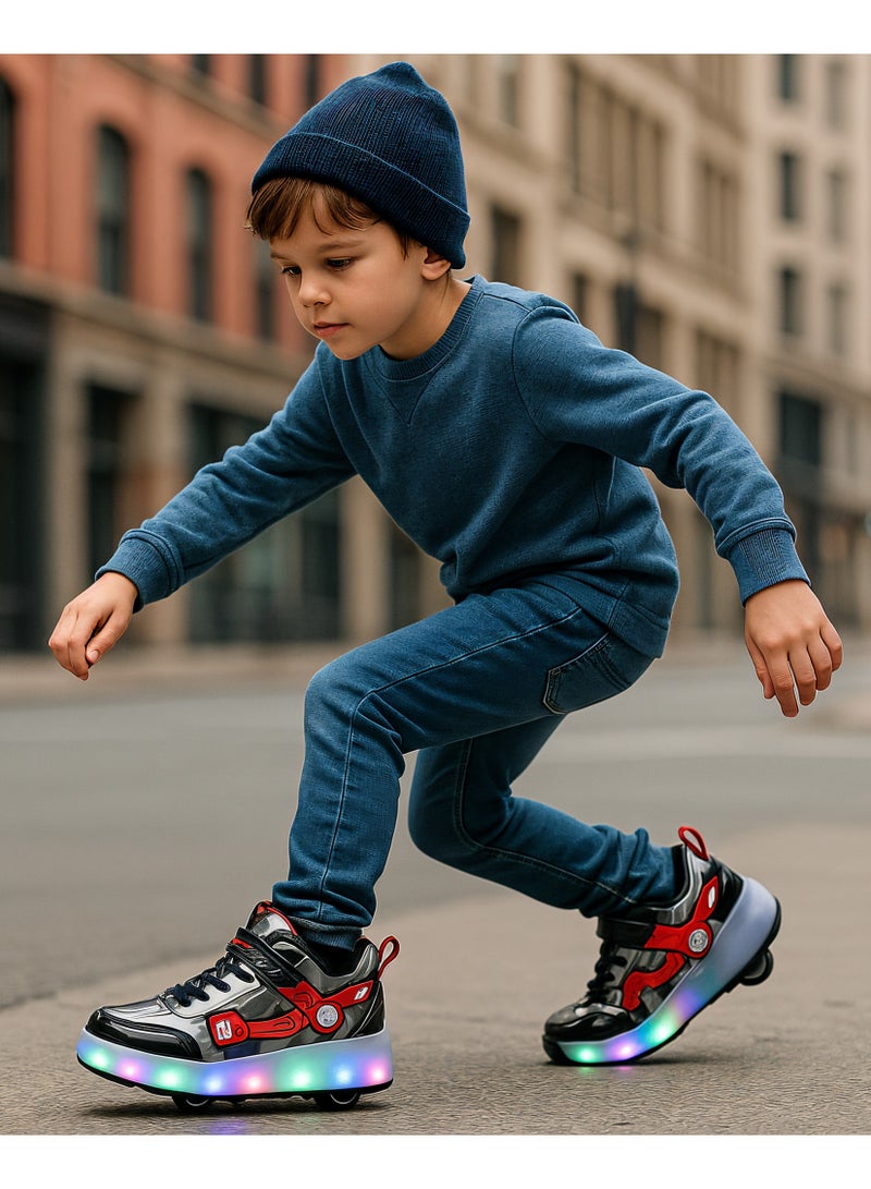 دراكسون أحذية رياضية رولر سكاتس للأطفال بعجلات للأولاد تصبح أحذية رياضية مزودة بإضاءة LED كهدية للأطفال - Image 4