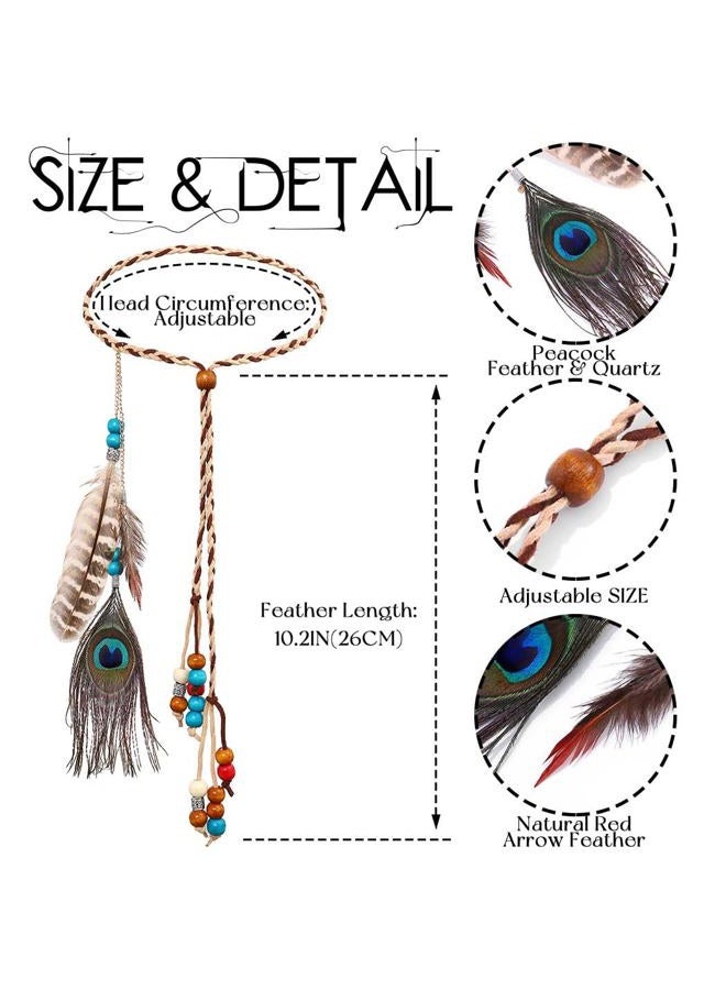 Campsis A&c Indiana Princess Peacock Feather Head Chain for Girl, Fashion Headband for Women. (Blue) - Image 3