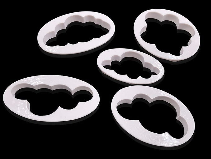 5PCS DIFFERENT PATTERN PLASTIC FLUFFY CLOUD CUTTERS COOKIE CUTTERS CAKE CUTTERS FONDANT CLOUD CUTTERS