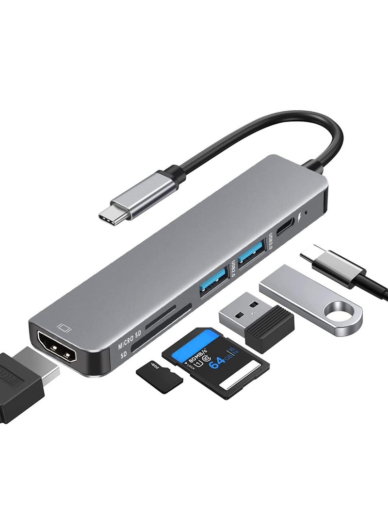 Generic - USB C Hub with 100W PD Charging, Type C to HDMI 4K 30Hz Adapter, USB Hub 3.0 5Gbps Data Transfer Ports, Compatible for MacBook Pro/Air 2023 M2/M1, iPad Pro/Air, HP, Dell, ASUS, Lenovo - Image 1