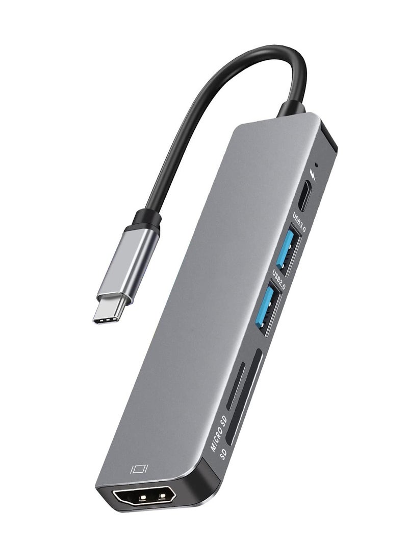 Generic - USB C Hub with 100W PD Charging, Type C to HDMI 4K 30Hz Adapter, USB Hub 3.0 5Gbps Data Transfer Ports, Compatible for MacBook Pro/Air 2023 M2/M1, iPad Pro/Air, HP, Dell, ASUS, Lenovo - Image 1