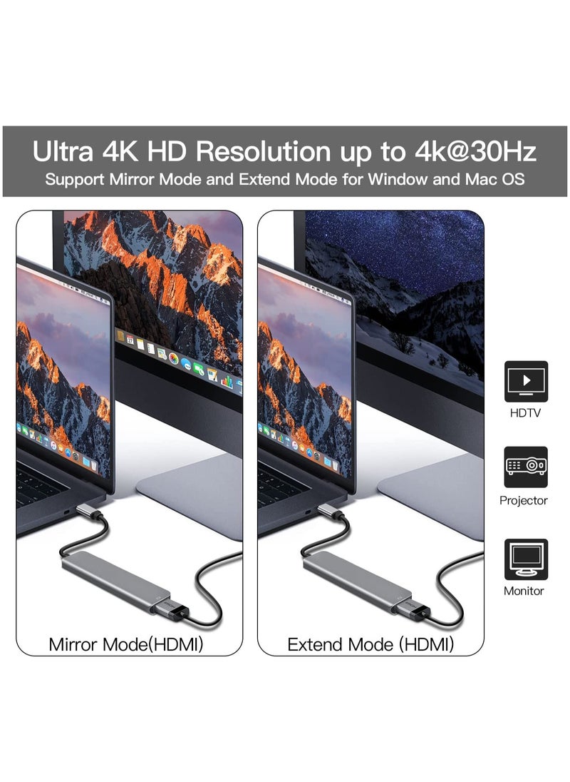 Generic - USB C Hub with 100W PD Charging, Type C to HDMI 4K 30Hz Adapter, USB Hub 3.0 5Gbps Data Transfer Ports, Compatible for MacBook Pro/Air 2023 M2/M1, iPad Pro/Air, HP, Dell, ASUS, Lenovo - Image 1