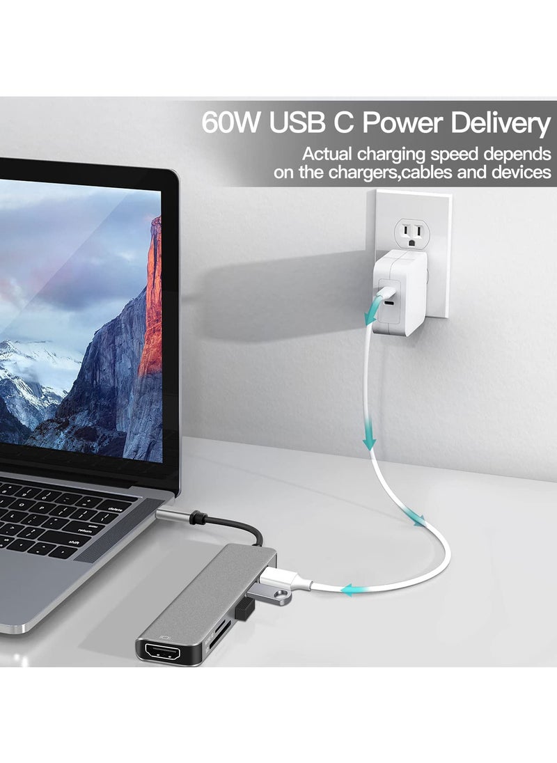 Generic - USB C Hub with 100W PD Charging, Type C to HDMI 4K 30Hz Adapter, USB Hub 3.0 5Gbps Data Transfer Ports, Compatible for MacBook Pro/Air 2023 M2/M1, iPad Pro/Air, HP, Dell, ASUS, Lenovo - Image 1