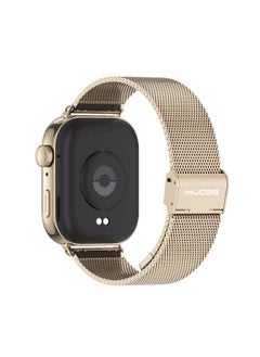 Fit 2 Watch Band Stainless Steel Milanese Clasp Magnetic Suction Three-bead Bamboo Texture Metal Wristband For HuaweiWatch-Color:Milan-Shallow Gold-Specifications:For HuaweiFit3