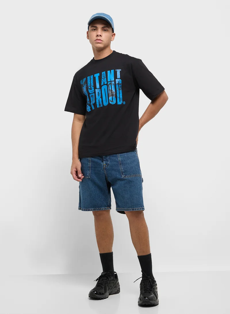 مارفل Mens Over Size Crew Neck