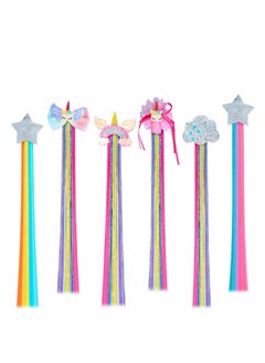 Coloured Hair Extensions, 6 Pcs Hair Clips Include Rainbow, Unicorn,   Hair Accessories, Hair Decorations for Girls, Kids, Children, Birthday Party, Children's Day