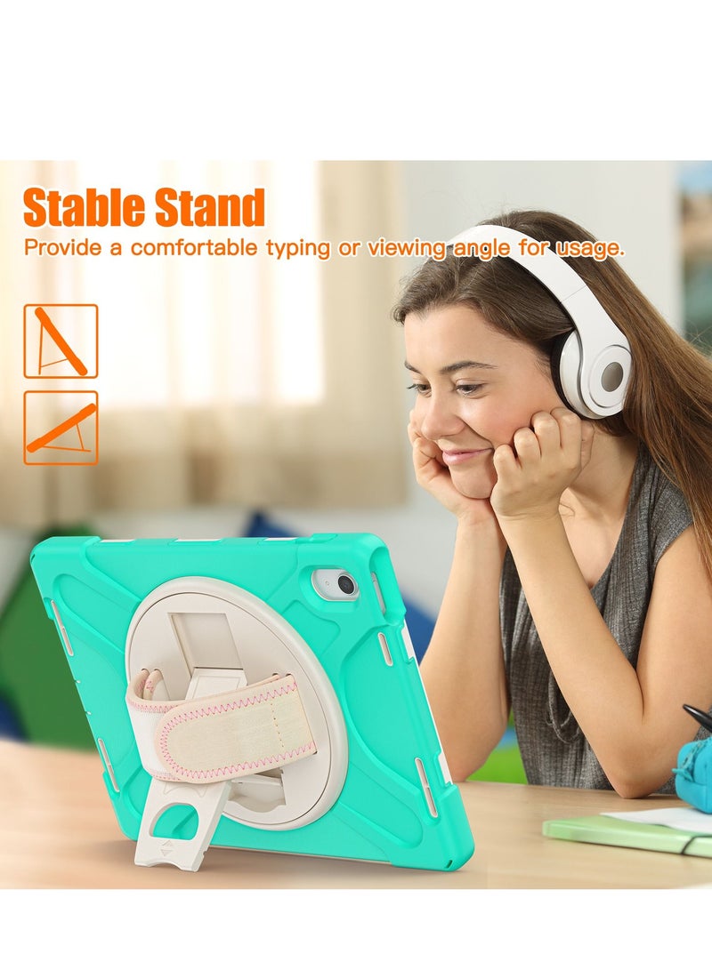 GULFLINK Full Body Cover with 360 Rotating Hand Strap & Shoulder Strap, Heavy Duty Shockproof Case for  ipad 10th 10.9 inch 2022（A2757/A2777）Mint green - Image 4