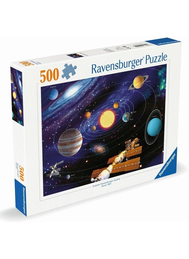 Ravensburger بازل نظام الشمسية من رافنسبورجر - بازل مكون من 500 قطعة للبالغين والأطفال مع رسم توضيحي مفصل لنظام الشمس، جودة ممتازة مع قطع تتناسب بشكل مثالي للمتعة التعليمية في الفضاء | 12000202-4 - Image 1