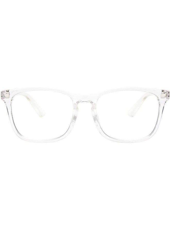 Elegante ELEGANTE Blue Light Blocking Glasses Gaming Filter Transparent Square Eyeglasses for Eye Protection Men Women, Computer/Tablet/Laptop/Mobile/TV, Anti-blue & Anti eyestrain (C3 - Clear White)  - Image 1