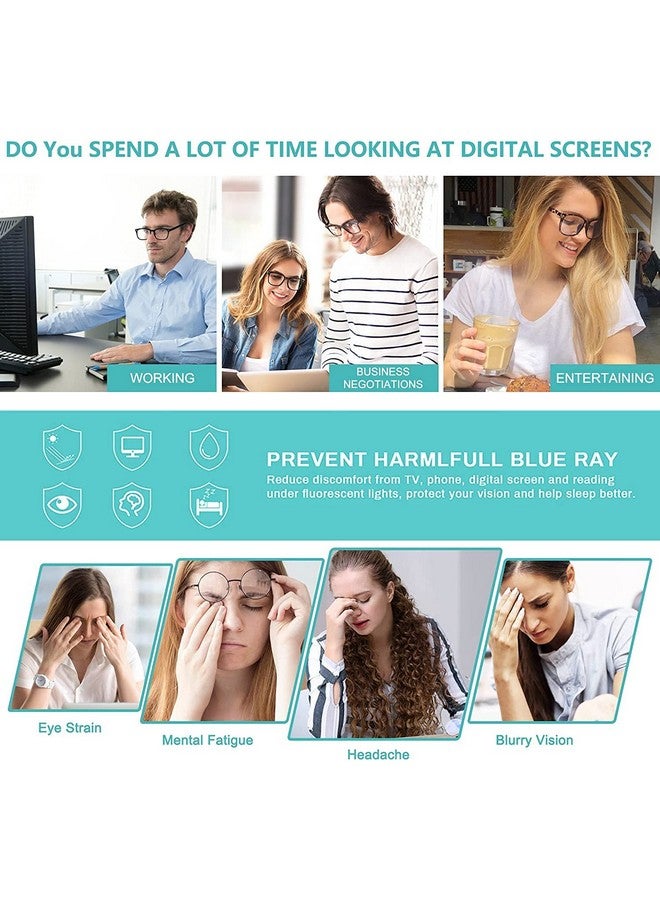 Elegante ELEGANTE Blue Light Blocking Glasses Gaming Filter Transparent Square Eyeglasses for Eye Protection Men Women, Computer/Tablet/Laptop/Mobile/TV, Anti-blue & Anti eyestrain (C3 - Clear White)  - Image 5