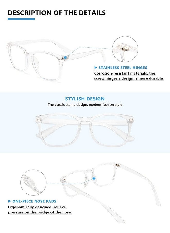 Elegante ELEGANTE Blue Light Blocking Glasses Gaming Filter Transparent Square Eyeglasses for Eye Protection Men Women, Computer/Tablet/Laptop/Mobile/TV, Anti-blue & Anti eyestrain (C3 - Clear White)  - Image 2