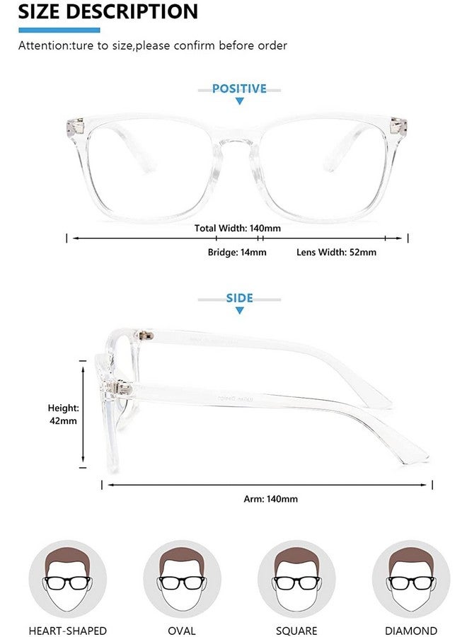 Elegante ELEGANTE Blue Light Blocking Glasses Gaming Filter Transparent Square Eyeglasses for Eye Protection Men Women, Computer/Tablet/Laptop/Mobile/TV, Anti-blue & Anti eyestrain (C3 - Clear White)  - Image 3