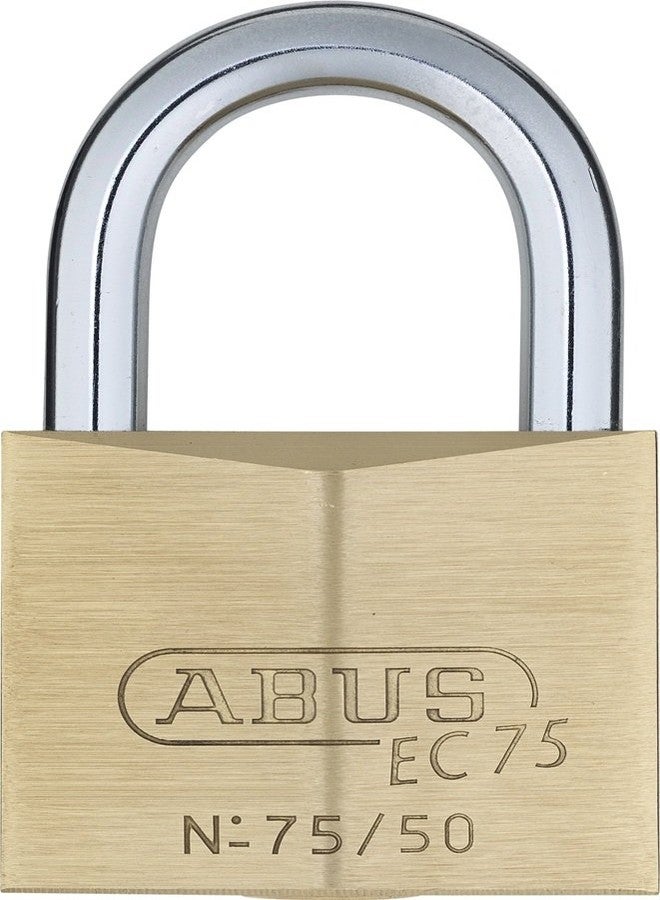 ABUS 75/50 Solid Brass Padlock with 2 Keys for Outdoor, School, Gym, 1 57/64in (50mm) Wide, Keyed Different - Image 1