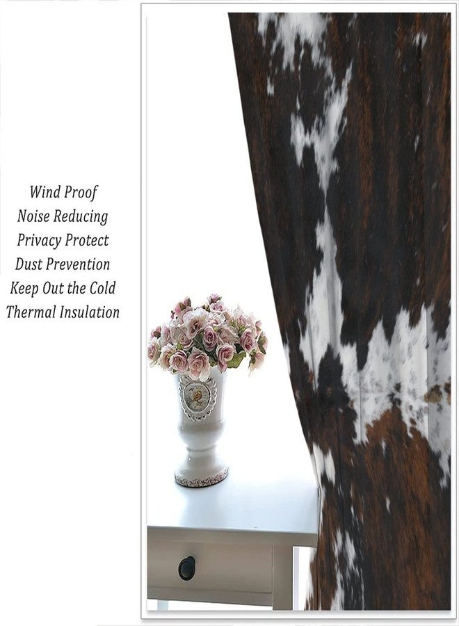 YCness Cow Print Curtains, Animal Fur Skin Curtains Brown Cowhide Western Farm Window Treatments for Kids, Wild 3D Rustic Hunter Theme 2 Panel Sets, 63x42 Inch - Image 5
