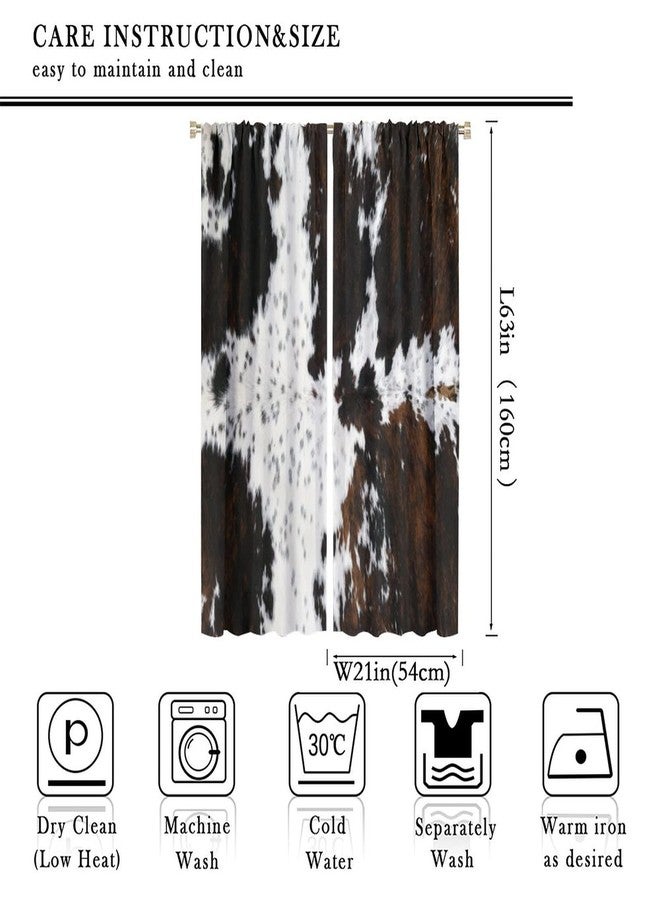 YCness Cow Print Curtains, Animal Fur Skin Curtains Brown Cowhide Western Farm Window Treatments for Kids, Wild 3D Rustic Hunter Theme 2 Panel Sets, 63x42 Inch - Image 2