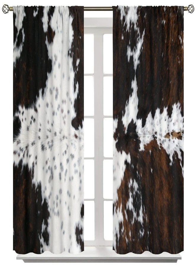 YCness Cow Print Curtains, Animal Fur Skin Curtains Brown Cowhide Western Farm Window Treatments for Kids, Wild 3D Rustic Hunter Theme 2 Panel Sets, 63x42 Inch - Image 3