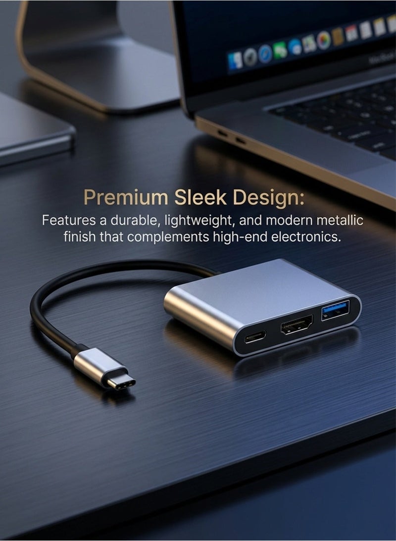 glassology 3 in 1 USB C Hub Adapter with 4K HDMI, USB 3.0 and 100W PD Fast Charging for MacBook, iPad Pro, Laptop, Tablet and Smartphone - Image 4
