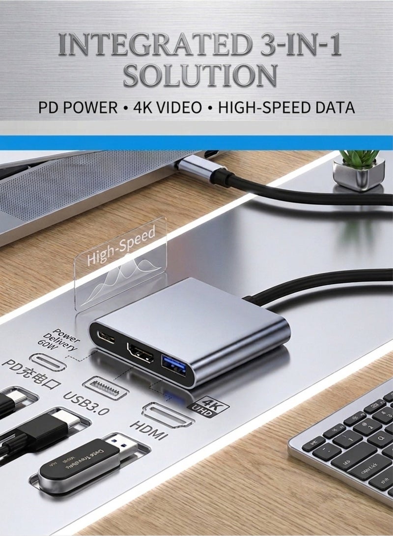 glassology 3 in 1 USB C Hub Adapter with 4K HDMI, USB 3.0 and 100W PD Fast Charging for MacBook, iPad Pro, Laptop, Tablet and Smartphone - Image 5