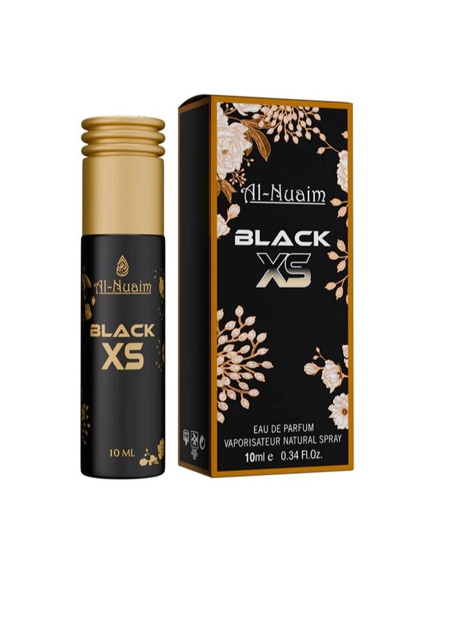 Al Nuaim Black XS Eau de Parfum Spray Unisex 10ml | Long Lasting Bold Sweet Woody Spicy Fragrance Mini Perfume | Premium Night Wear Scent for Men & Women | Travel Size Pocket Vaporisateur - Image 1