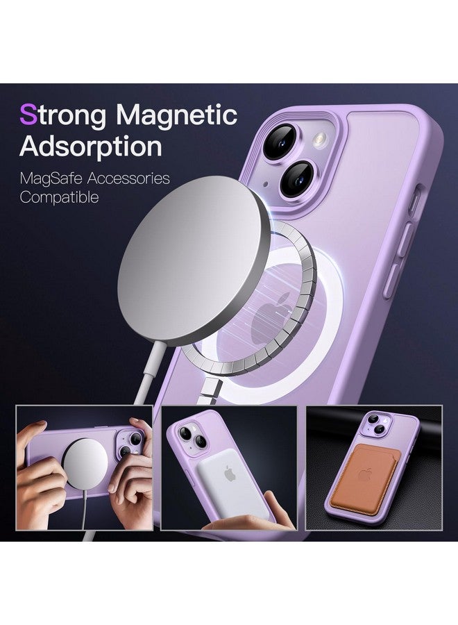Jetech JETech Magnetic Case for iPhone 14 6.1-Inch Compatible with MagSafe, Translucent Matte Back Slim Shockproof Phone Cover (Light Purple)  - Image 2