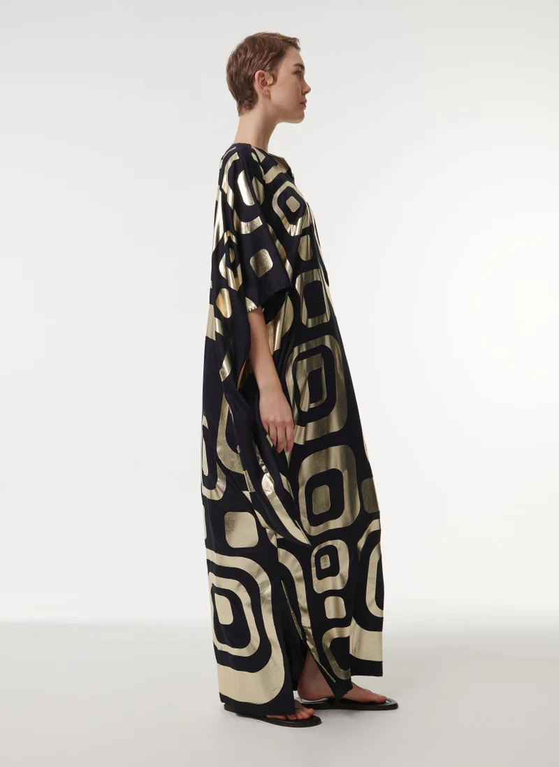 leem Geometric Foil Print Kaftan