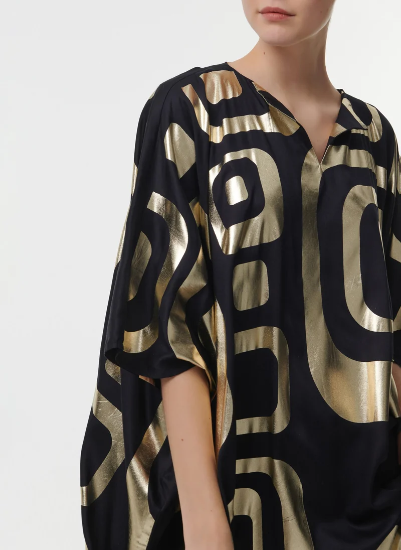 leem Geometric Foil Print Kaftan