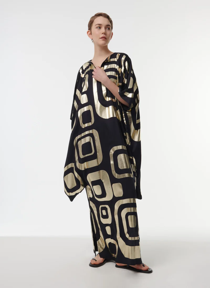 leem Geometric Foil Print Kaftan