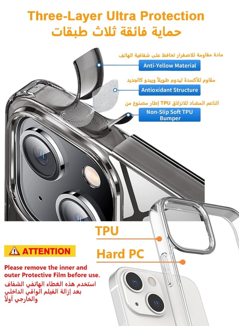 ZAFRA iPhone 14 Plus / iPhone 15 Plus Case Crystal Clear Phone Case with Four Corner Anti-Fall Airbags  4 plus / 15 plus Case Delay Yellowing Anti Scratch And Fingerprint iPhone 14 plus / iPhone 15 plus Cover Ultra Slim Extra Raised Edge - Image 3