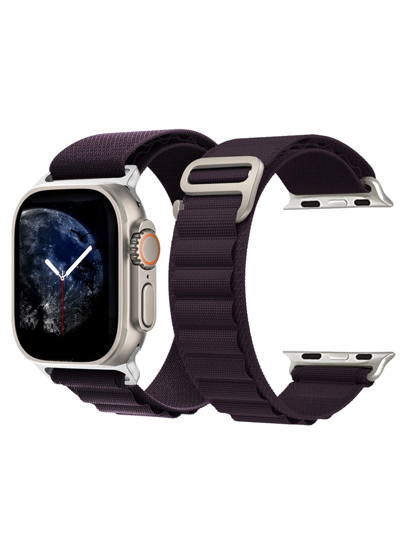 سوار بديل لساعات آبل 49mm 46mm 45mm 44mm - سوار ألباين للنساء والرجال - قابل للتعديل مع حزام معدني G-Hook لساعات iWatch Ultra Series SE 8/7/6/5/4/3/2/1 - بنفسجي داكن - Image 4