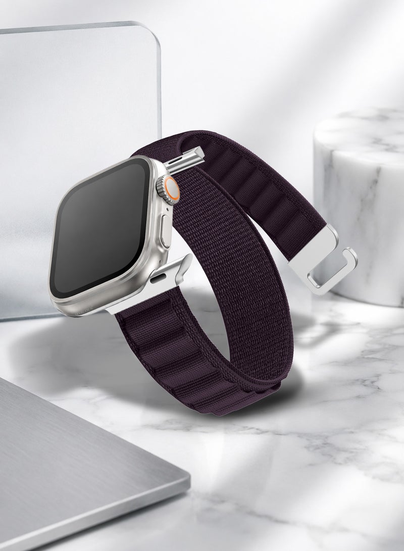 سوار بديل لساعات آبل 49mm 46mm 45mm 44mm - سوار ألباين للنساء والرجال - قابل للتعديل مع حزام معدني G-Hook لساعات iWatch Ultra Series SE 8/7/6/5/4/3/2/1 - بنفسجي داكن - Image 1