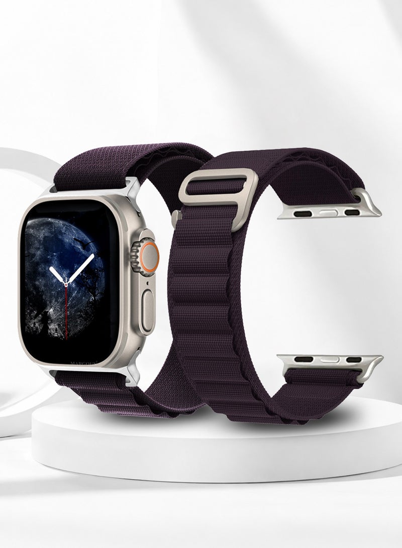 سوار بديل لساعات آبل 49mm 46mm 45mm 44mm - سوار ألباين للنساء والرجال - قابل للتعديل مع حزام معدني G-Hook لساعات iWatch Ultra Series SE 8/7/6/5/4/3/2/1 - بنفسجي داكن - Image 2