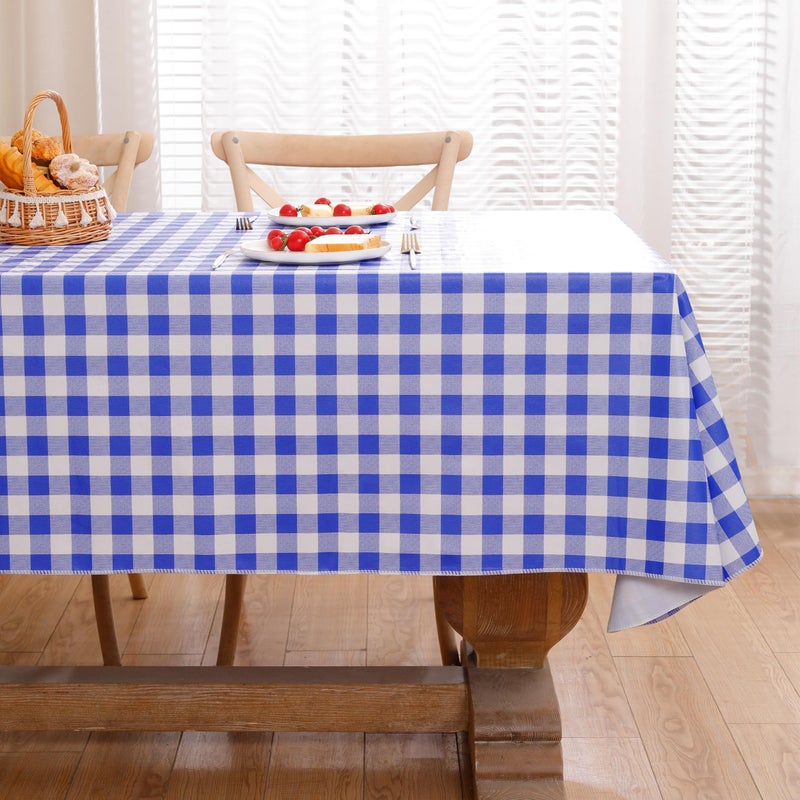 Walrus Heavy Duty Vinyl Tablecloth with Flannel Backing Waterproof Oil-Proof Plastic Table Cloth Stain-Resistant Wipeable Rectangle or Square Table Cover for Indoor and Outdoor (Blue Checkered, 54x54 Inch) - Image 4