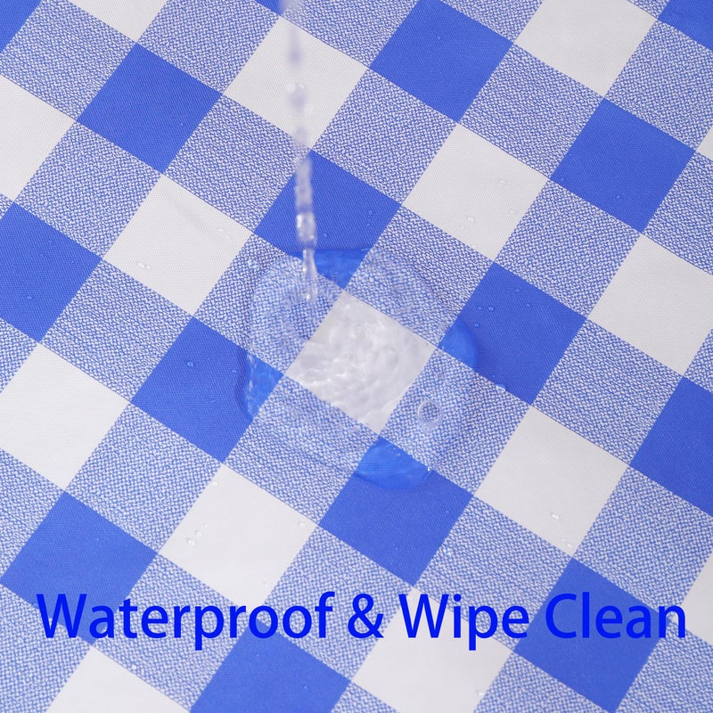 Walrus Heavy Duty Vinyl Tablecloth with Flannel Backing Waterproof Oil-Proof Plastic Table Cloth Stain-Resistant Wipeable Rectangle or Square Table Cover for Indoor and Outdoor (Blue Checkered, 54x54 Inch) - Image 3