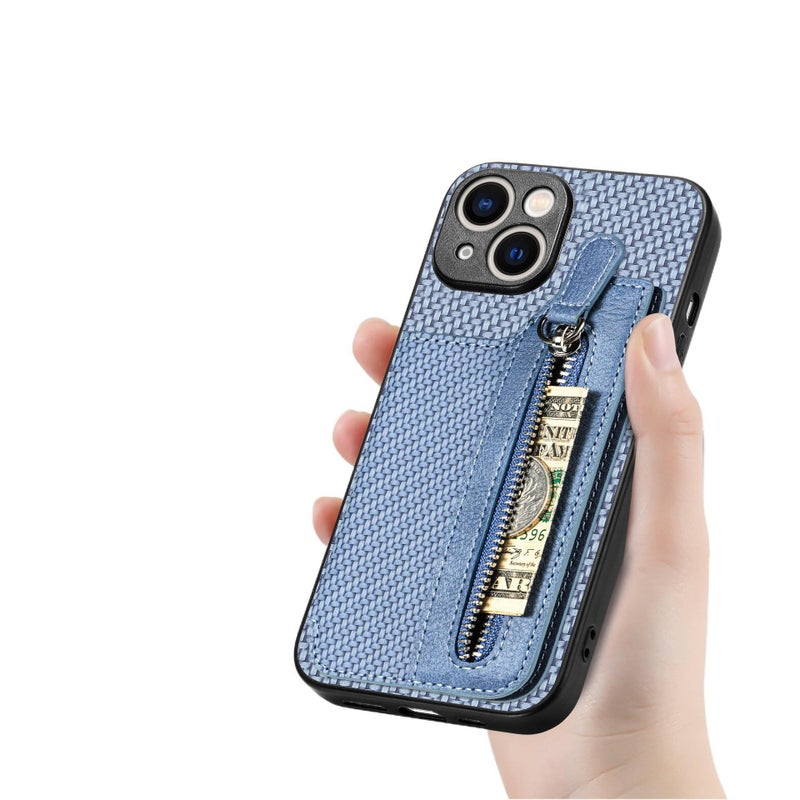 TPU Protective Case for iPhone 16 / 16 Plus / 16 Pro / 16 Pro Max with Card Holder and Drop Protection plus Shockproof plus Kickstand plus Strong Magnetic in Blue - ModaStar - Image 5