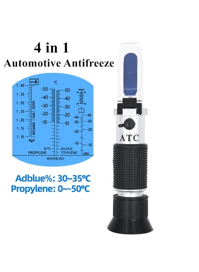 4 in 1 ATC Refractometer Antifreeze Coolant Tester Adblue Engine Fluid Propylene Ethylene Glycol Detector Car Clean Battery Test