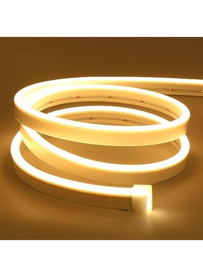 LED Rope Lights, 5m Warm White Neon Light Strip, 12V Flexible LED Strip, Silicone Lights for Kitchen Bedroom Indoor Outdoor Decoration, Adapter 12V 2A