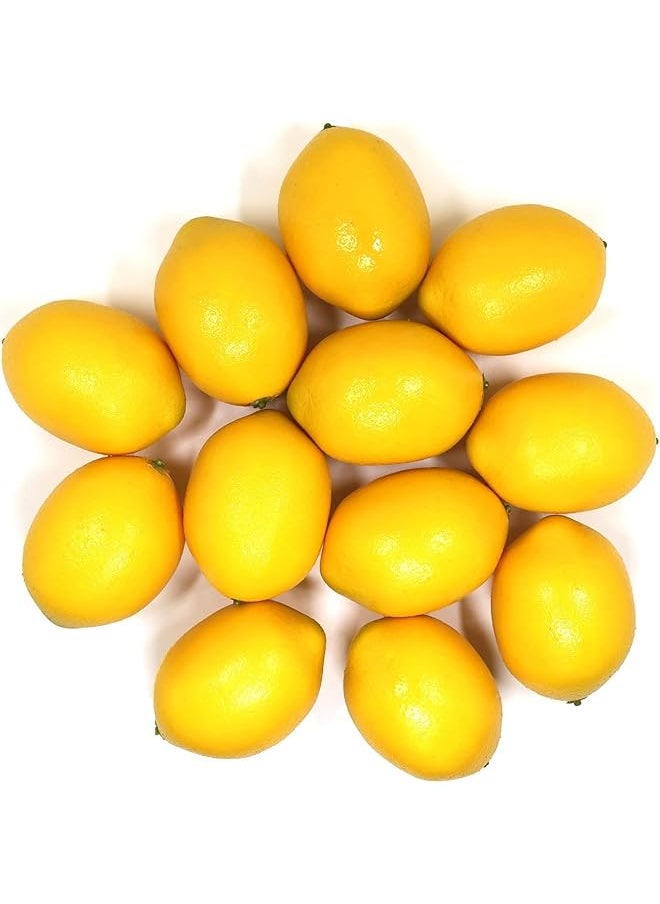erorex Artificial Lemons Fake Fruit 12Pcs Home House Kitchen Party Decoration ​Lifelike Simulation Yellow Lemon Used For Home Decoration Fake Fruit Bowl Table Cabinet Party Decor Photography Prop  - Image 1