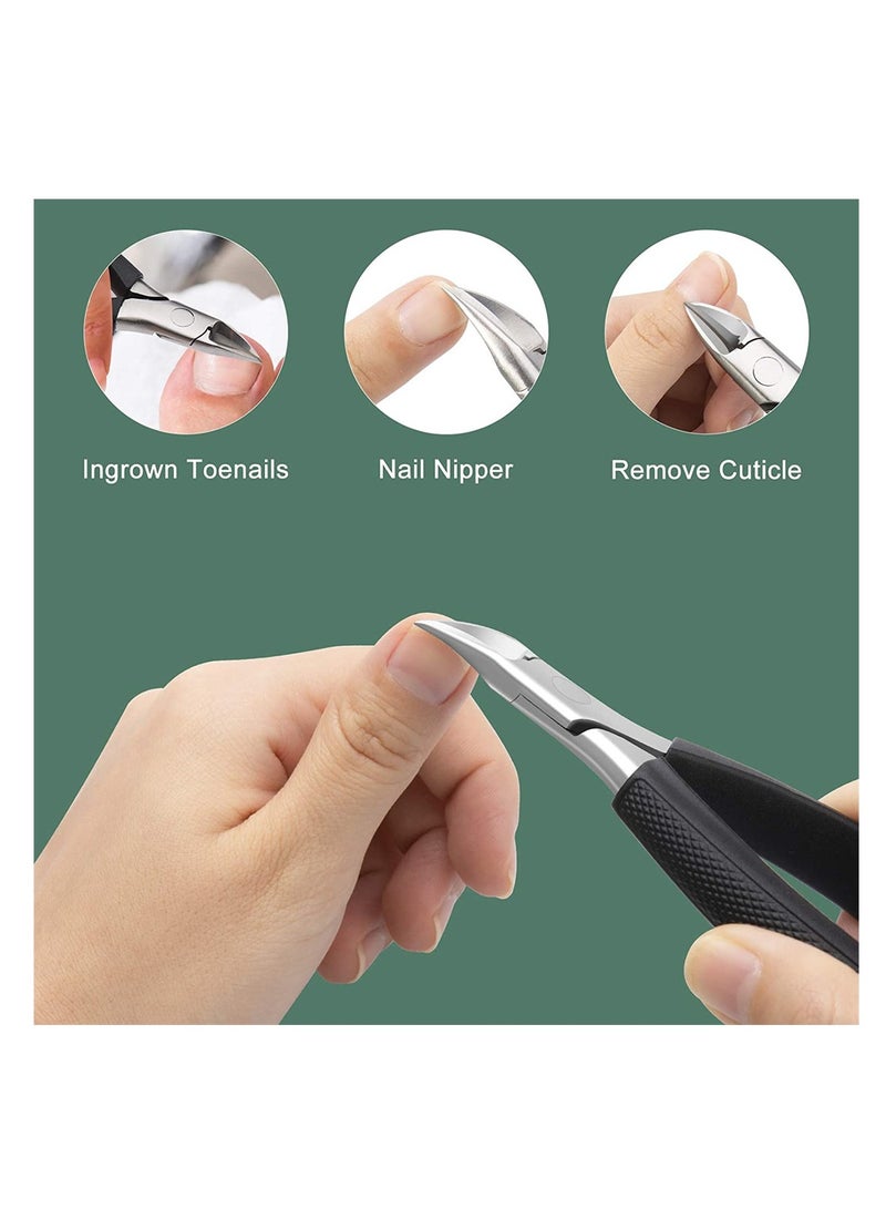 Stainless Steel Nail Clippers for Thick and Ingrown Toenails with Silicone Handle Ideal for Seniors and Easy Grip Black Color - Image 3