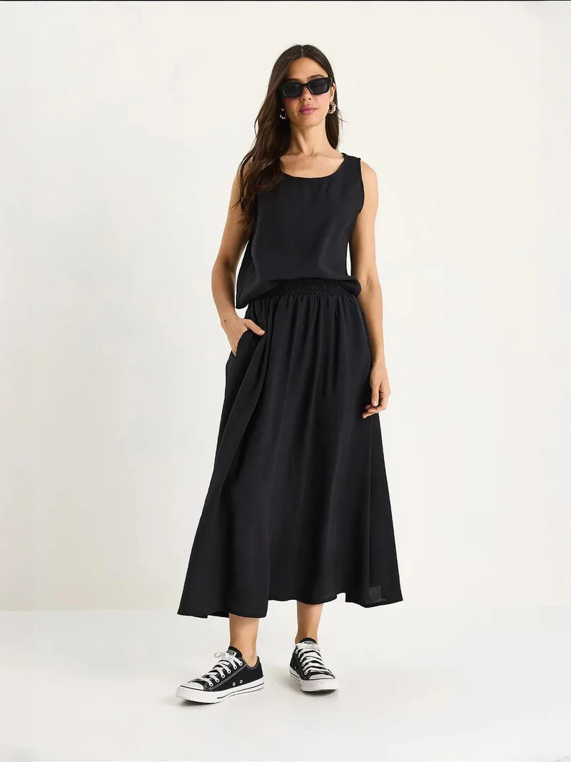 Bianco Lucci LUCCI Sleeveless Crew Neck Long Tunic and Wide Leg Pants Set