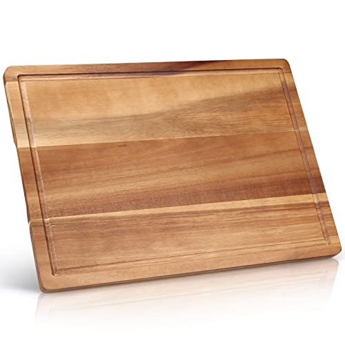 Ayiaren Solid Acacia Wood Cutting Boards for Kitchen Decor Wooden Charcuterie Board Meat Cheese Boards Butcher Block Pizza Bread Serving Board Hardwood Chopping Board Non Toxic Teak Small Cutting Boards - Image 1