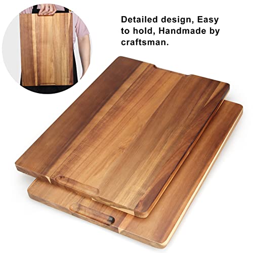 Ayiaren Solid Acacia Wood Cutting Boards for Kitchen Decor Wooden Charcuterie Board Meat Cheese Boards Butcher Block Pizza Bread Serving Board Hardwood Chopping Board Non Toxic Teak Small Cutting Boards - Image 3
