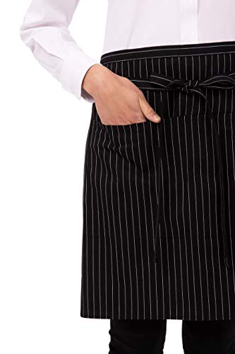 Chef Works Unisex Half Bistro Server Apron BlackWhite Pinstripe One Size - Image 3